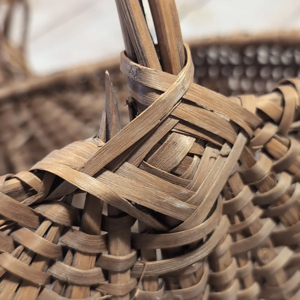 Handwoven Brown Basket with Heart Accents